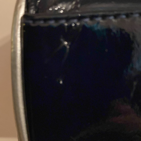 Faux Leather Navy Blue Camera Case Bag w Silver Crossbody Straps Handles & Trim - Picture 8 of 8